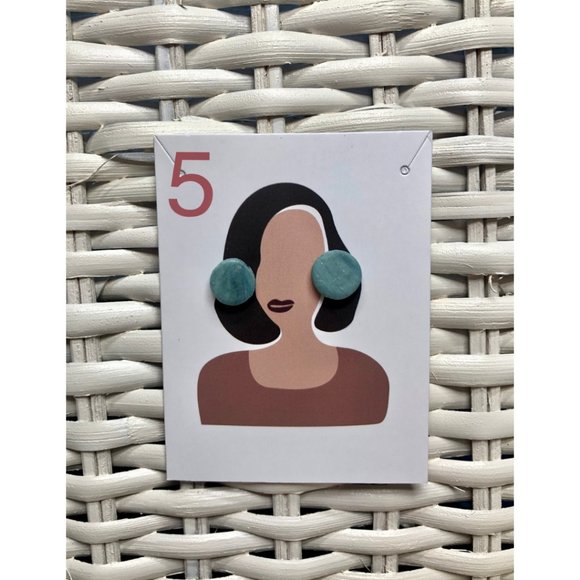 Hand Made | Blue & Gold Flake Polymer Clay Circle Stud Earrings | Set of Studs | - Picture 5 of 6